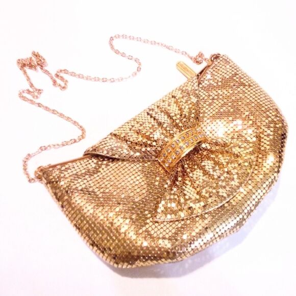Vintage Gold Metal Mesh Evening Clutch Shoulder Bag - Picture 5 of 8